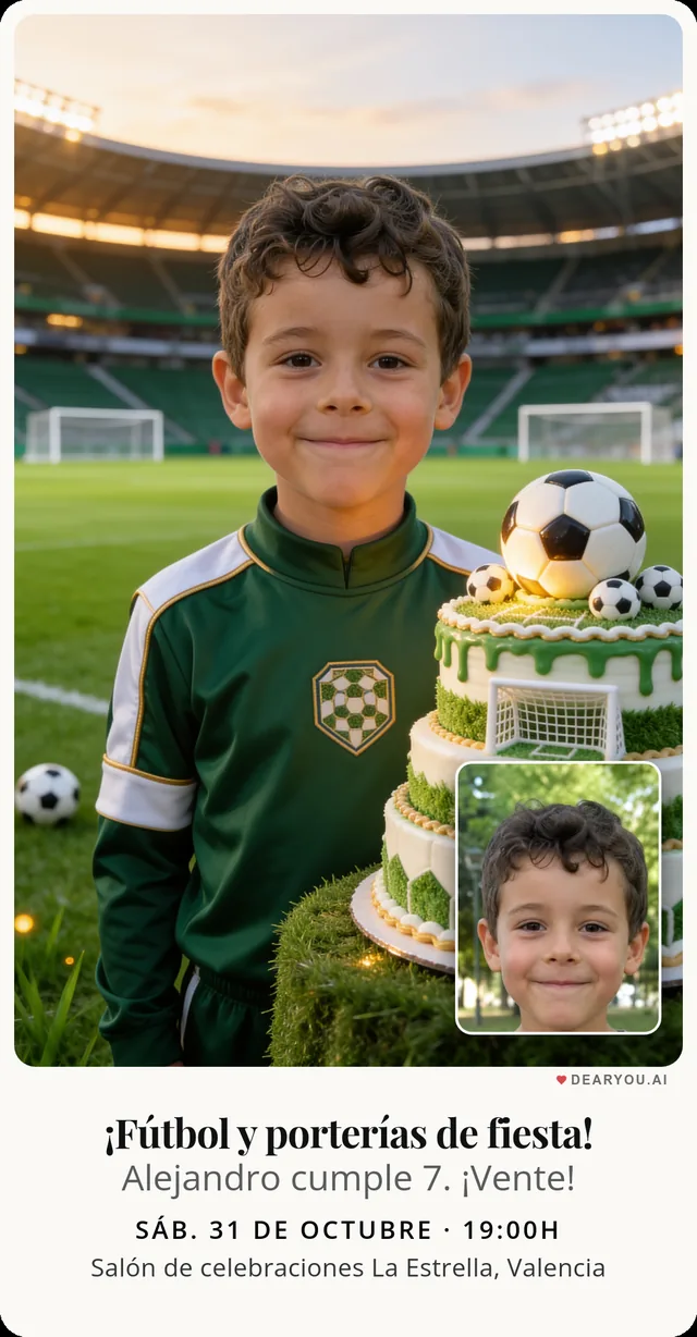 Invitación de Partido de fútbol, estilo realista